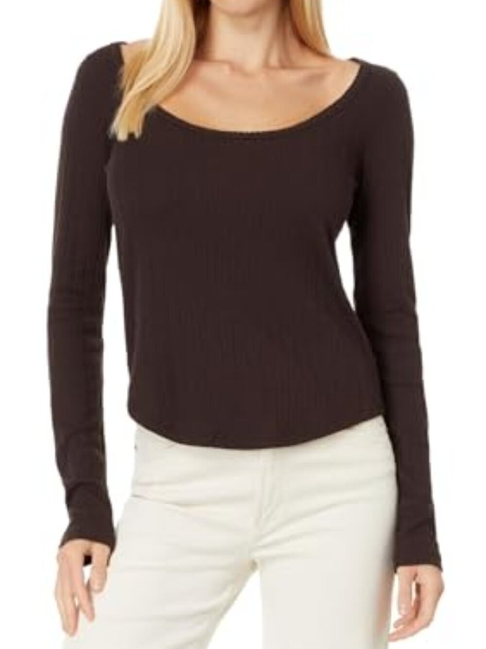 Madewell Pointelle Long-Sleeve Scoopneck Tee : Small
